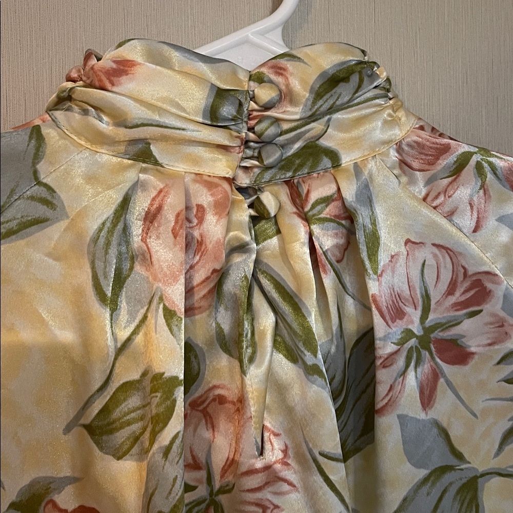 Tess Paris Milano sz 6 vintage floral grandma core high neck button blouse - Picture 4 of 6